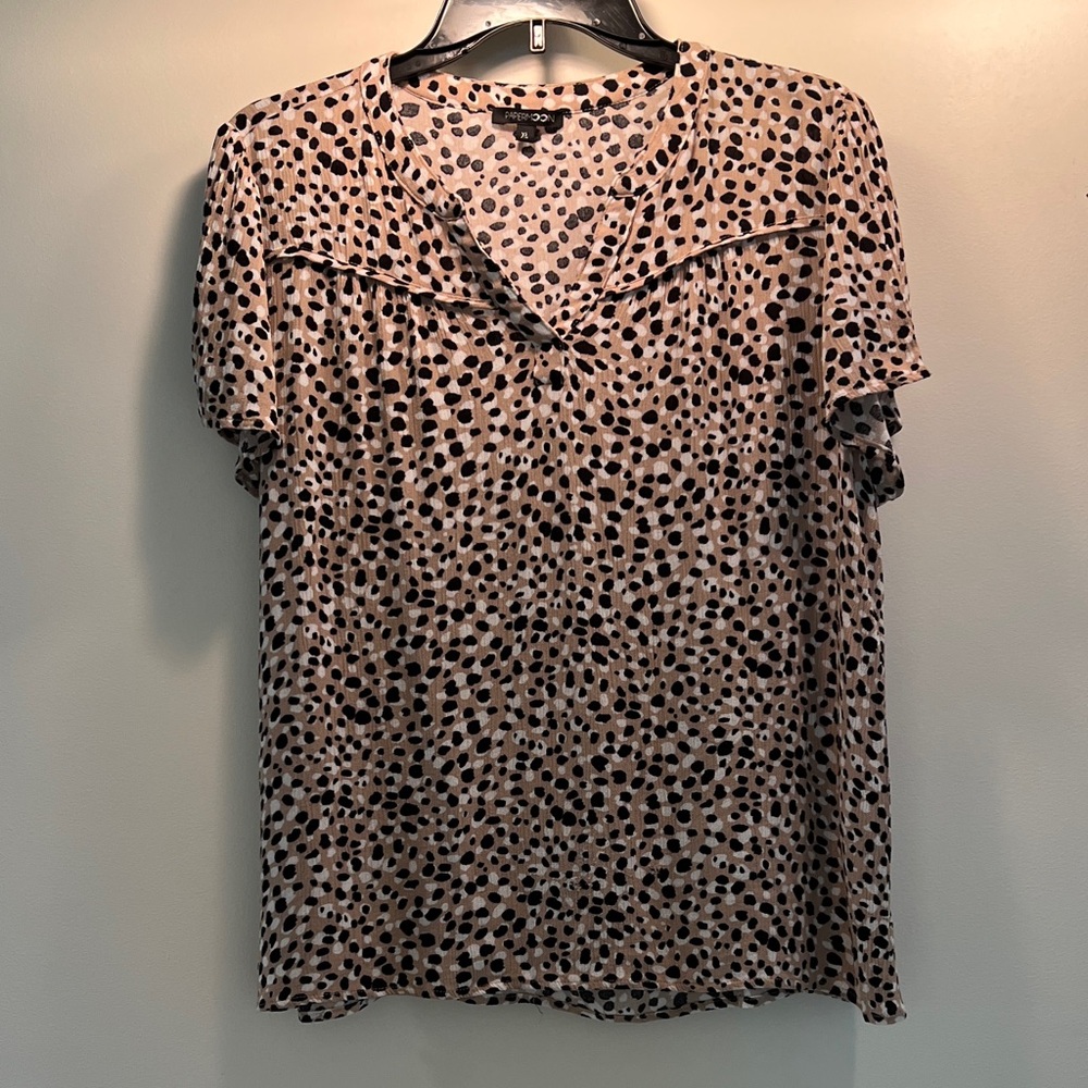 Papermoon Tan and Black Leopard Print Blouse